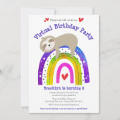 Virtual Verjaardag Schattige Sloth Boho Regenboog Kaart (Voorkant)