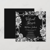 Virtual Vrijgezellenfeest Elegant Black White Flor Kaart (Voorkant / Achterkant)