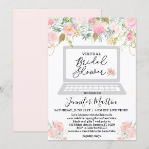 Virtual Vrijgezellenfeest Floral Invitation Kaart