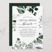 Virtual Vrijgezellenfeest Greenery Invitation Kaart (Voorkant / Achterkant)