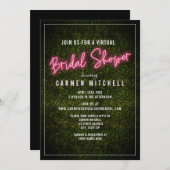 Virtual Vrijgezellenfeest Pink Neon Kaart (Voorkant / Achterkant)