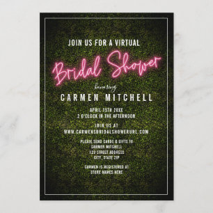 Virtual Vrijgezellenfeest Pink Neon Kaart