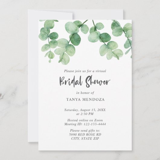 Virtual Vrijgezellenfeest Sage Groen Eucalyptus Sc Kaart (Voorkant)