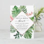 Virtual Vrijgezellenfeest Tropical Palm Geometric Kaart (Staand voorkant)