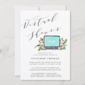 Virtual Vrijgezellenfeest van Floral Laptop Kaart (Voorkant)