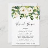 Virtual Vrijgezellenfeest White Floral Greenery Kaart (Voorkant)
