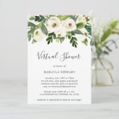 Virtual Vrijgezellenfeest White Floral Greenery Kaart (Staand voorkant)