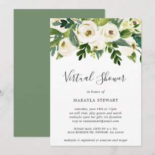 Virtual Vrijgezellenfeest White Floral Greenery Kaart