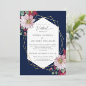Virtual Wedding Blush Bourgogne Goud Marine Blauw Kaart (Staand voorkant)