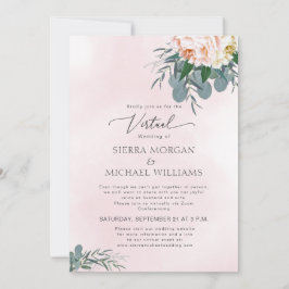 Virtual Wedding Blush Pink Peony Waterverf Kaart