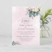 Virtual Wedding Blush Pink Peony Waterverf Kaart (Staand voorkant)