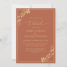 Virtual Wedding Chic Gold Foliage Terracotta Rust Kaart