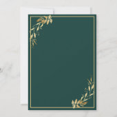 Virtual Wedding Chic Golden Foliage Emerald Green Kaart (Achterkant)