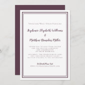 Virtual Wedding Paarse & witte minimalist online Kaart (Voorkant / Achterkant)