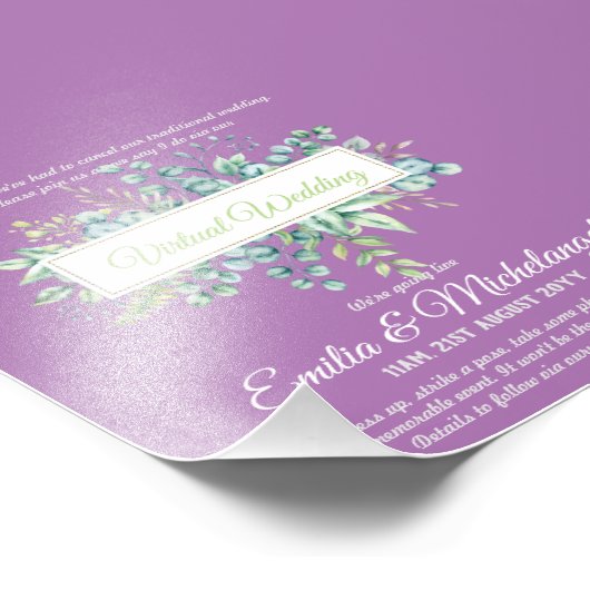 Virtual Wedding Video Chat Live Streaming nodigt u Foto Afdruk (Hoek)