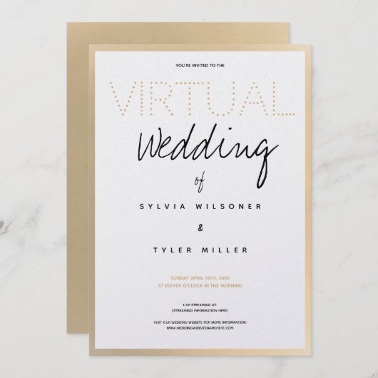 Virtual Wedding White Gold Black Typografie (Voorkant / Achterkant)