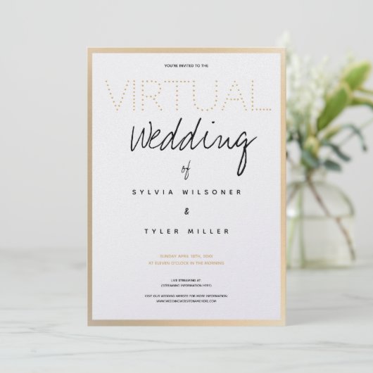Virtual Wedding White Gold Black Typografie (Staand voorkant)