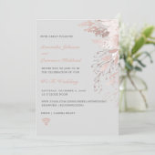 Virtual Wedding WiFi Zoom Dusty Roos Grijs Bloemen Kaart (Staand voorkant)