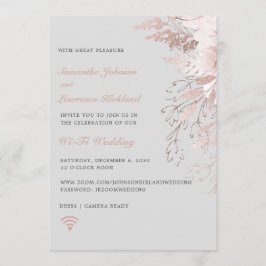 Virtual Wedding WiFi Zoom Dusty Roos Grijs Bloemen Kaart