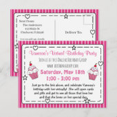 Virtual Whimscial verjaardagsfeestje uitnodiging (Voorkant / Achterkant)