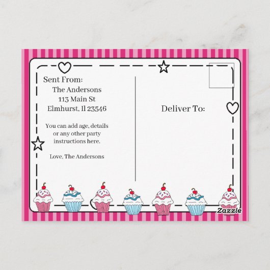 Virtual Whimscial verjaardagsfeestje uitnodiging (Achterkant)