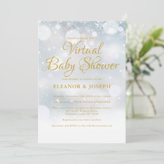 Virtual Winter Baby shower Sprinkle Kaart (Staand voorkant)