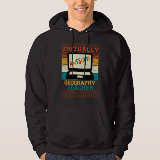 Virtually Awesome Geography Teacher  Retro Men & W Hoodie (Voorkant)