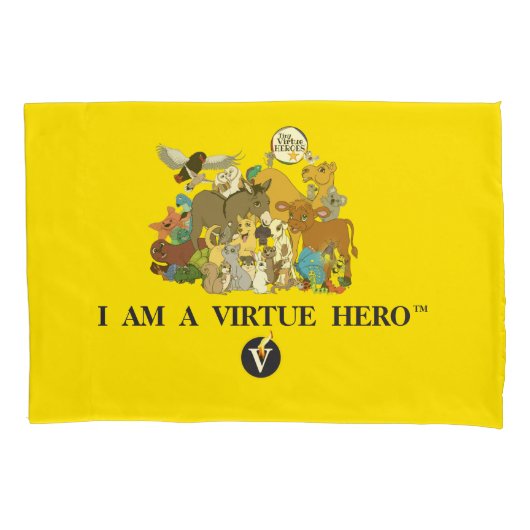 VIRTUE HEROES Characters Pillow Hoesje - Geel Kussensloop (Voorkant)