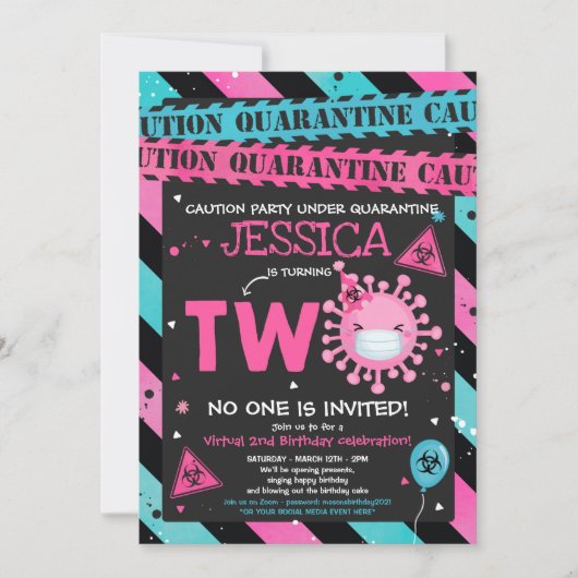 Virtueel 2de verjaardagsfeest Quarantaine 2de verj Kaart (Voorkant)