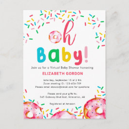 Virtueel Baby shower Donut Oh Baby kleurige regenb Briefkaart