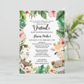 Virtueel Baby shower | Gemaskeerd Oerwoud Safari F Kaart (Staand voorkant)