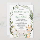 Virtueel baby shower groenbeesten met maskers kaart (Voorkant)