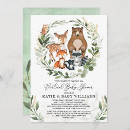 virtueel Baby shower | groene bosdieren Kaart