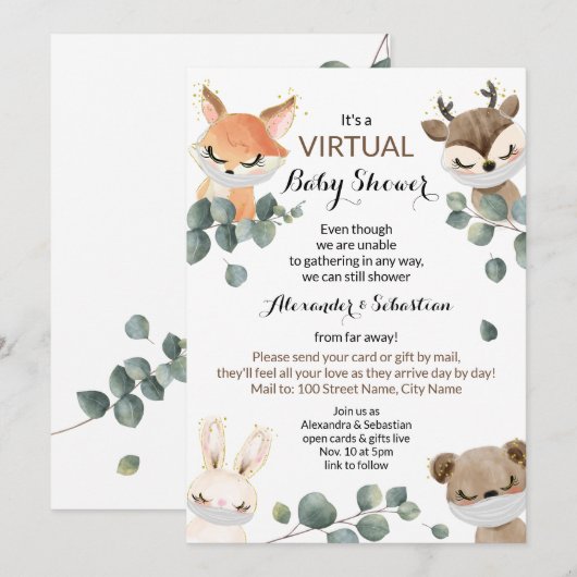 Virtueel Baby shower Kaart (Voorkant / Achterkant)