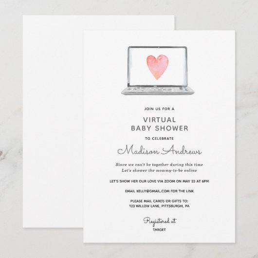 Virtueel Baby shower Kaart (Voorkant / Achterkant)