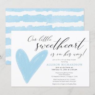 Virtueel Baby shower Moderne Valentijnse blauw wit Kaart