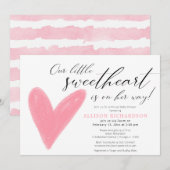 Virtueel Baby shower Moderne Valentijnse  roze wit Kaart (Voorkant / Achterkant)