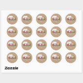 Virtueel Baby shower per e-mail Rode Camper Cardst Ronde Sticker (Vel)