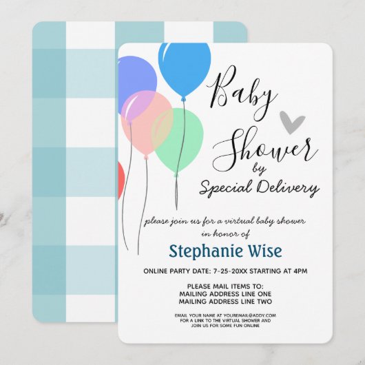 Virtueel Baby shower per e-mailballon Kaart (Voorkant / Achterkant)