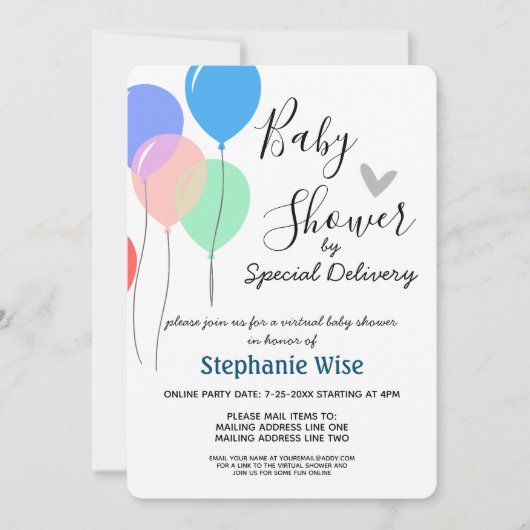 Virtueel Baby shower per e-mailballon Kaart (Voorkant)