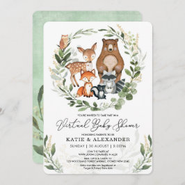 Virtueel Baby shower per post | Greenery Woodland Kaart