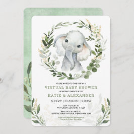 Virtueel Baby shower per post | groen olifant Kaart