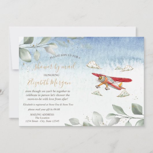 Virtueel Baby shower per post van het vliegtuig Kaart (Voorkant)