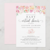 Virtueel Baby shower | roze gouden bloemige Waterv Kaart (Voorkant / Achterkant)