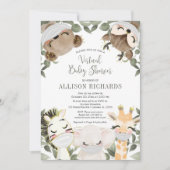 Virtueel baby shower schattige dieren met maskers kaart (Voorkant)