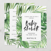 Virtueel baby shower van het tropisch palmbladescr save the date (Voorkant / Achterkant)