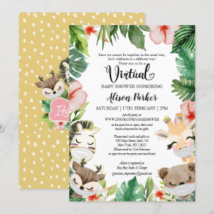 Virtueel Baby shower voor GIRL Safari Friends Kaart