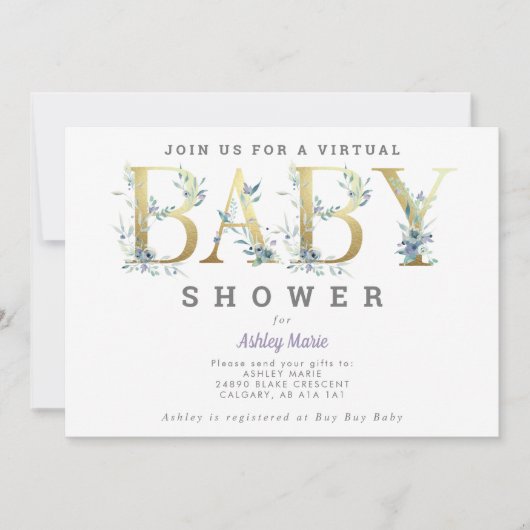 Virtueel Baby shower voor lange afstand blauwe blo Kaart (Voorkant)