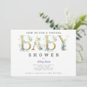 Virtueel Baby shower voor lange afstand blauwe blo Kaart (Staand voorkant)