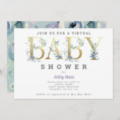 Virtueel Baby shower voor lange afstand blauwe blo Kaart (Voorkant / Achterkant)